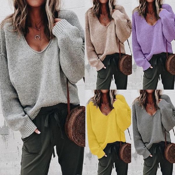 

women's sweaters casual knitted sweater women streetwear v neck long sleeve pullovers loose solid coat 2021 autumn winter female warm c, White;black