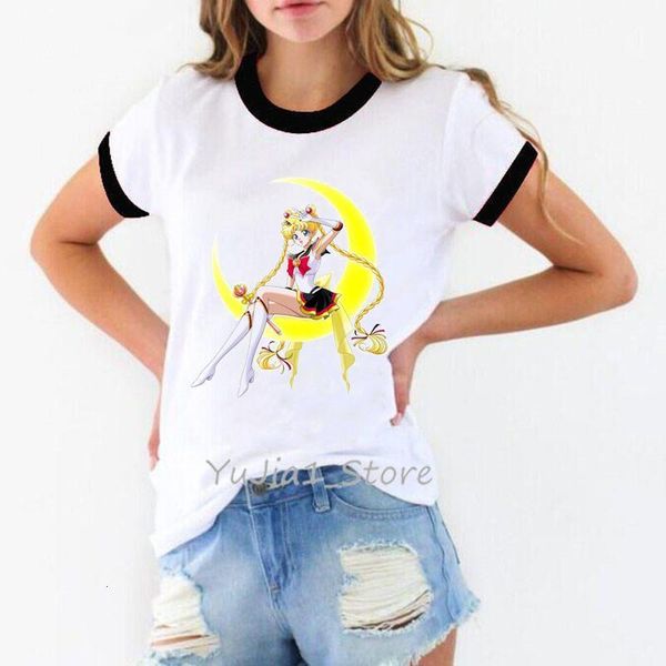

japanese anime t shirt women sailor moon shirt woman harajuku kawaii clothes summer female white t-shirt 90s tshirt