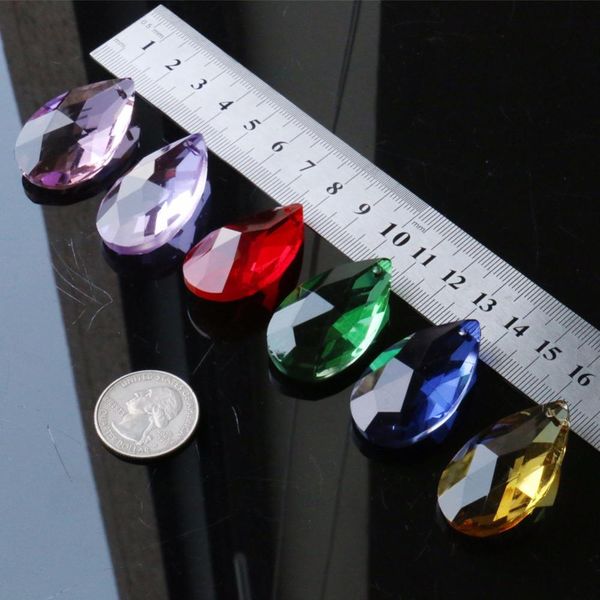 

6pcs lot mixed color group tear drop 38mm rainbow glass crystal prism diy pendant chandelier jewelry suncatcher spacer faceted h jlluuu