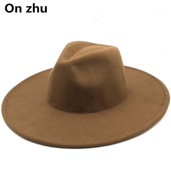 

fashion british style winter wool solid classic fedoras cap men women panama jazz hat 9cm super wide brim big coffee fedoras1, Blue;gray