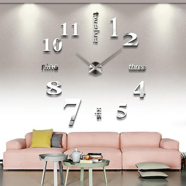 

wall clocks diameter 60cm/120cm diy 3d clock stickers creative removable art home decor living room quartz needle modern design1