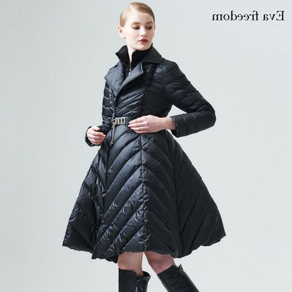 

women's winter white duck feather coat, thick, warm, long, 2019