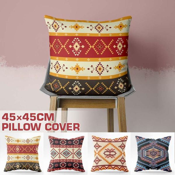 

cushion/decorative pillow 45x45cm vintage cushion cover geometric case peach skin waist throw for sofa bedroom home decor