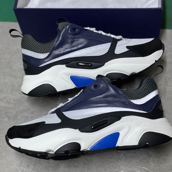 

designer men b22 homme sneaker reflective air sneakers women platform shoes canvas calfskin print trainers lace-up casual shoes with box, Black