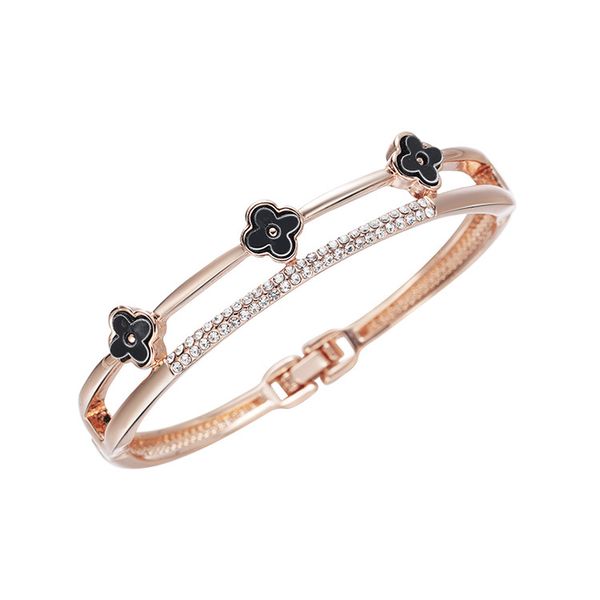 

2021 genuine gold plating bracelet four leaf double bracelet european and american fashion jewelry korean trend version bracelet gifts for, Golden;silver