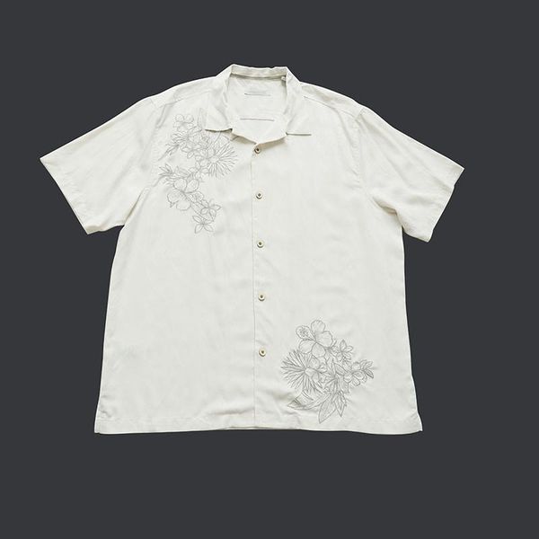 

white short sleeve blouse embroidery silk men summer extra large size shirt hawaiian floral loose clothes, White;black