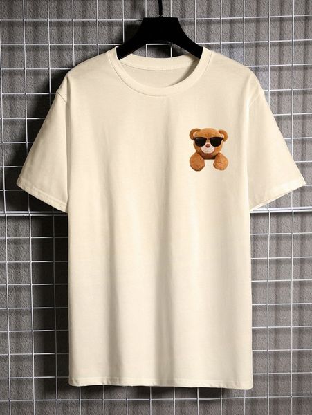 

men bear print tee v1pl#, White;black