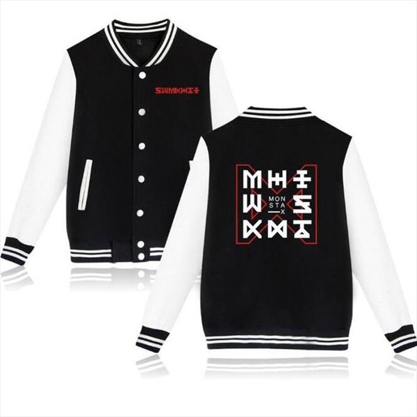 

kpop monsta x oversized hoodie women men fans supportive fleece uniform students coat winter coats and jackets, Black