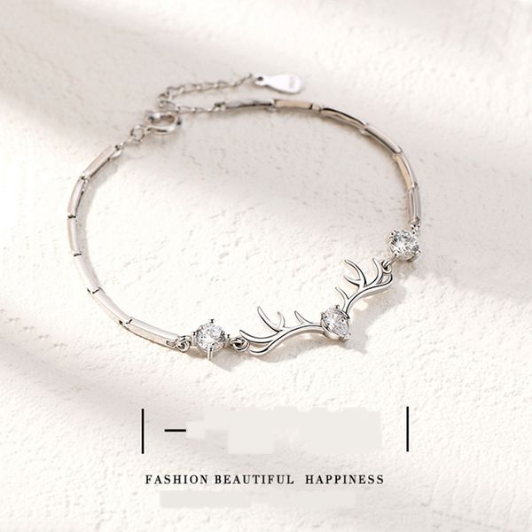 

pure silver antler bracelet female korean version of mori baishou jewelry s925 silver gift a deer has you bracelet giftgift gift po, Golden;silver