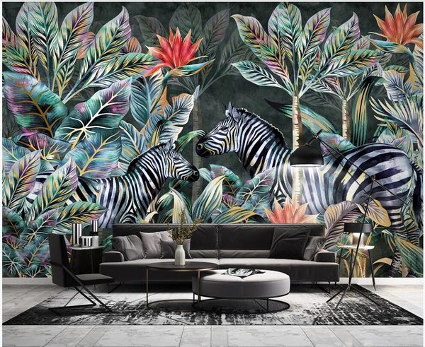 

custom mural p wallpaper 3d tropical plant coconut tree zebra forest landscape living room home decor wallpaper for walls 3 d