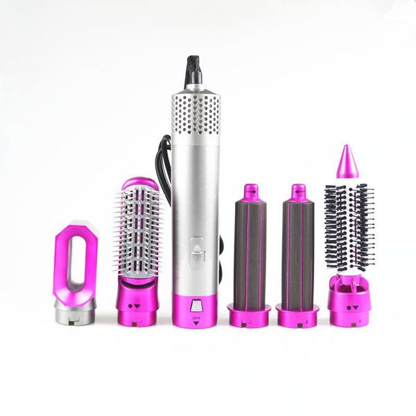 

5 in 1 rotating brush air styler comb curling iron roll styling brush hair dryer blow with nozzles 3 heat setting1