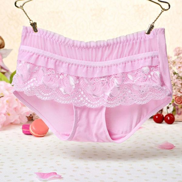 

summer new underwear feminine lace edge breathable simple low waist seamless briefs1, Black;pink