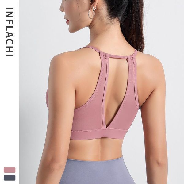 

wireless push up sport bra women crisscross straps solid yoga sports vest padded fitness athletic underwear kg-1238, White;black