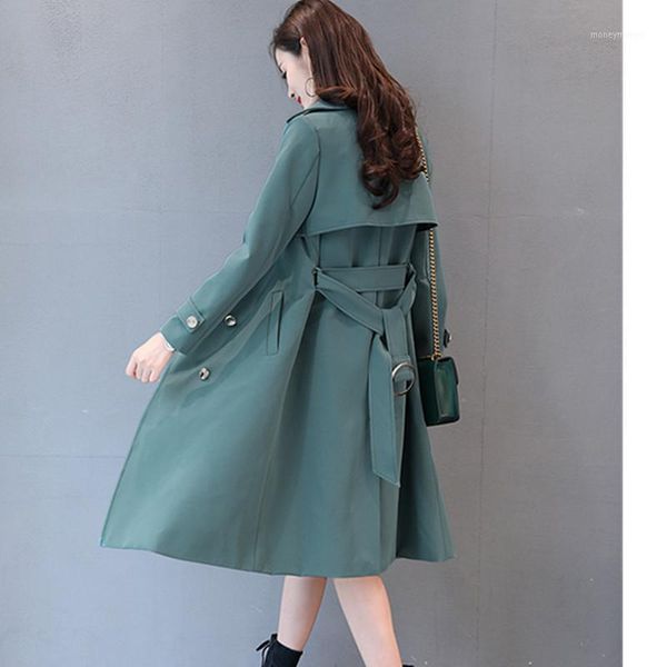 

women's trench coats windbreaker size 6xl women plus 2021 boutique fashion spring slim long autumn coat solid color outerwear wa991, Tan;black