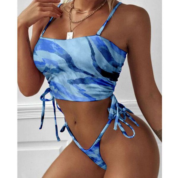 

bikini tie-dye split swimsuit women bikini european and american, White;black