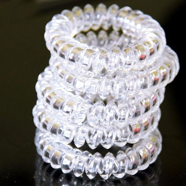 

transparent white telephone wire women gum elastic ring plastic rope hair accessories 5 cm q qylqir