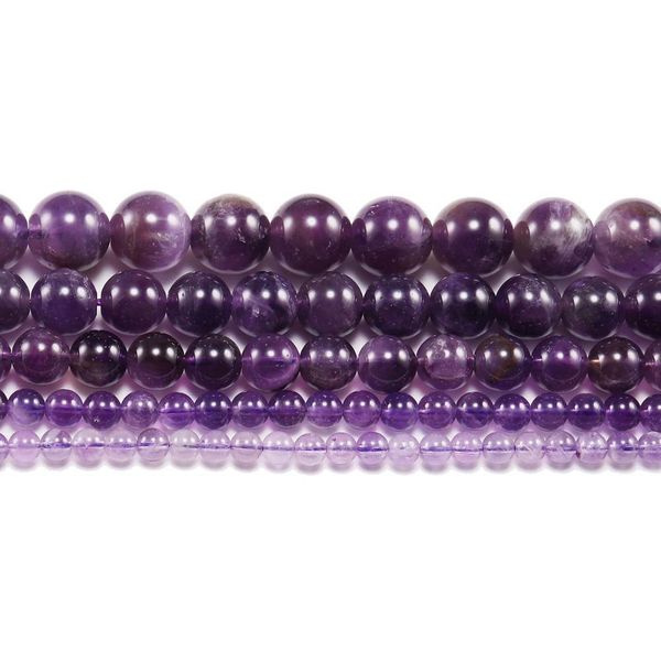 

1strand lot 4 6 8 10 12 mm natural purple amethystes crystal stone round beads loose spacer bead for jewelry making diy h bbynna