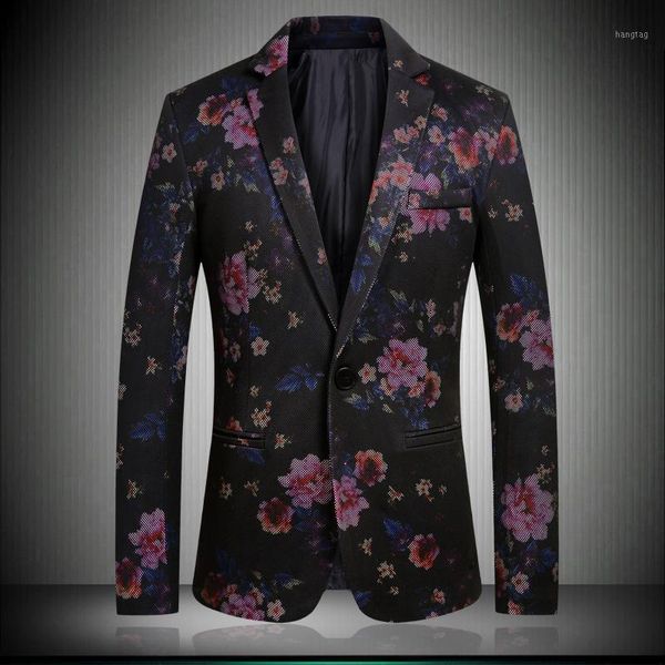 

slim floral blazers men fit 2020 autumn new casual blazer hombre mens hollow flowers pattern single button suit jacket m-4xl 8881, White;black