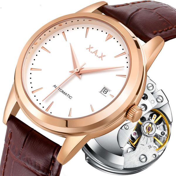 

generation of men's watch business a fashion men's watch automatic mechanical waterproof mechanical watch, Slivery;brown