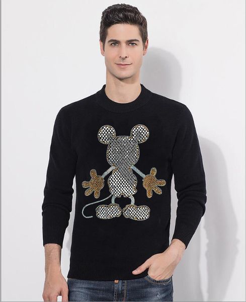 

new fashion brand sweater 2021 black striped winter autumn hip hop style casual men's diamond stone punk streetwear clothes oz4s