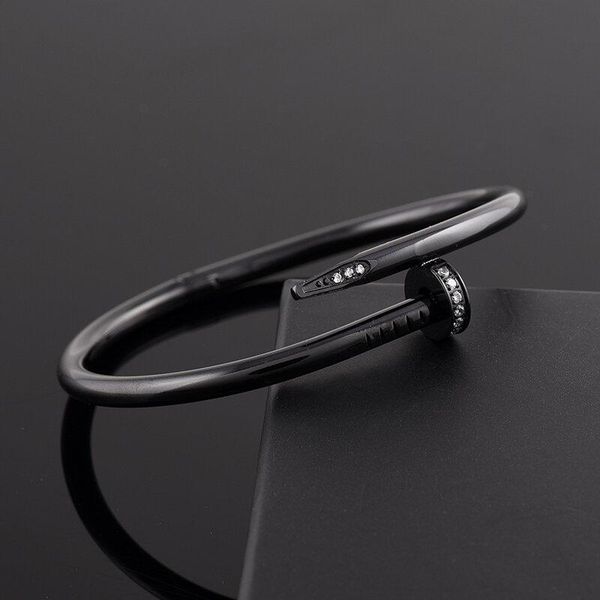 

luxury jewelry bangle brand classic designer gold inlay diamond nail cuff bracelet women men gift ing, Black
