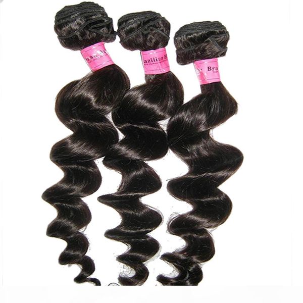 

new arrival brazilian loose wave hair weave 3 bundles 100% human hair extension pop star, Black