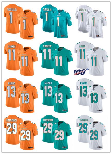 

men women youth miami dolphins 13 dan marino 29 minkah fitzpatrick 11 devante parker 3 josh rosen 1 tua tagovailoa football jerseys, Black;red