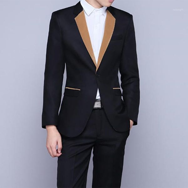 

latest coat pant design green men prom suit fashion tuxedo slim fit 2 piece style suits custom groom blazer terno masculino1, White;black