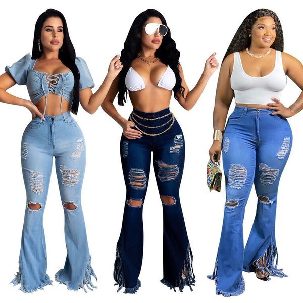 

q615 women's clothing, european and american models, ripped tassel washed jeans