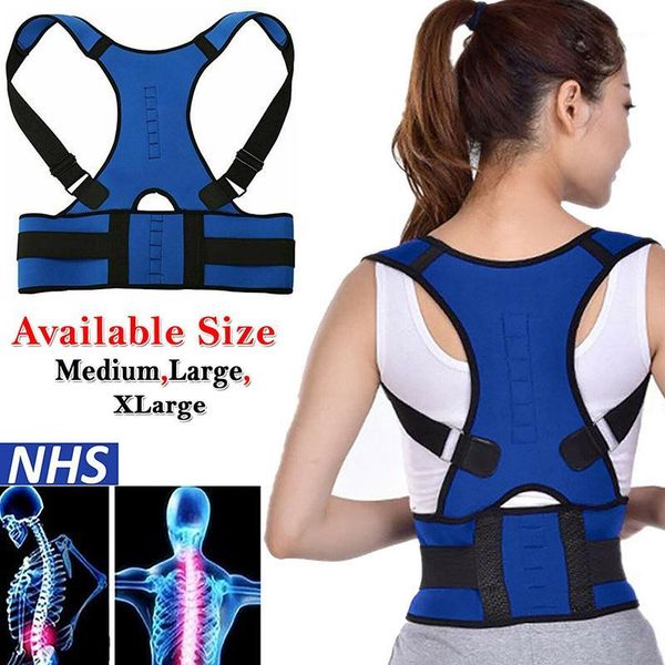

back support adjustable spine posture corrector humpback pain brace shoulder belt correction1, Black;blue