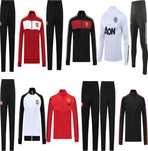

manchester training suit 2020 2021 men martial rashford football jacket sportswear blue foot jogging pogba united soccer tracksuit, Black