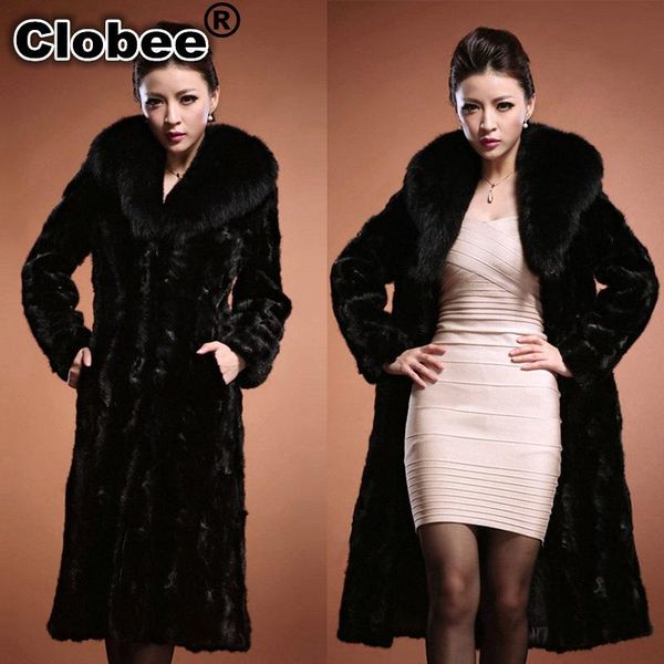 

норка 2020 зимние женские искусственного меха пальто искусственного меха шинель furry куртка femme плюс размер теплый поддельный outwear, Black