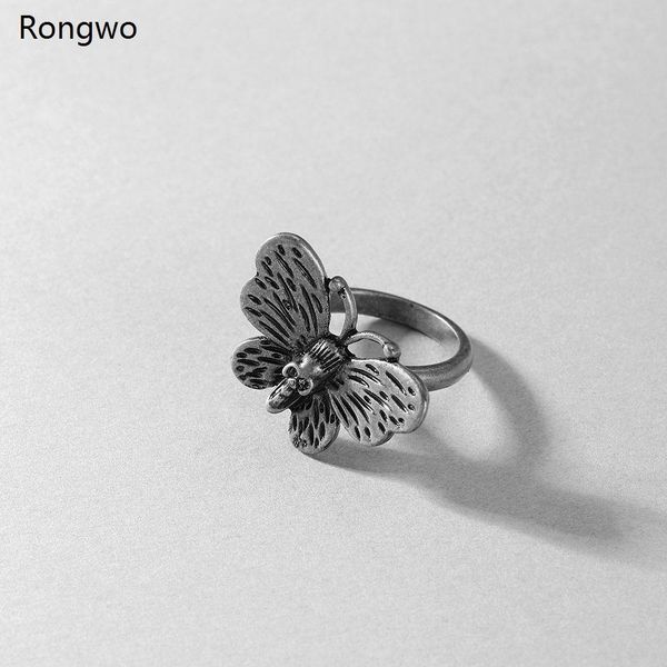 

new fashion rabbit skull butterfly black metal texture ring personality punk style hip hop men's jewelry ring movie accessories wmtgsh, Bronze;silver
