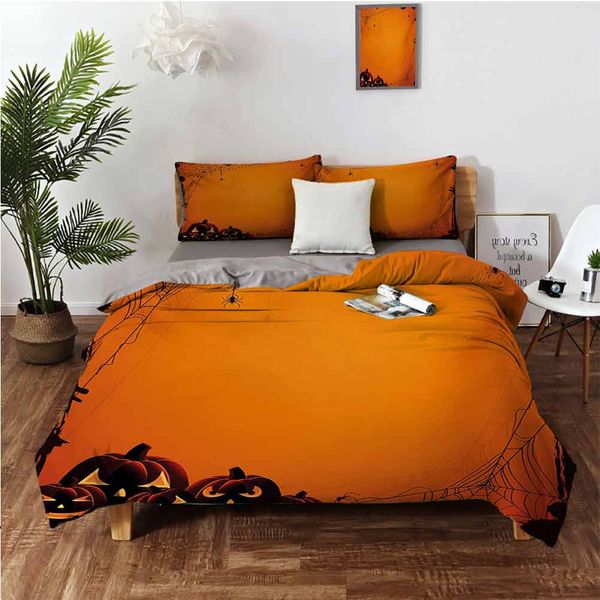 

grunge spider web jack o lanterns horror time of year trick or treat printbedding 3-piece set
