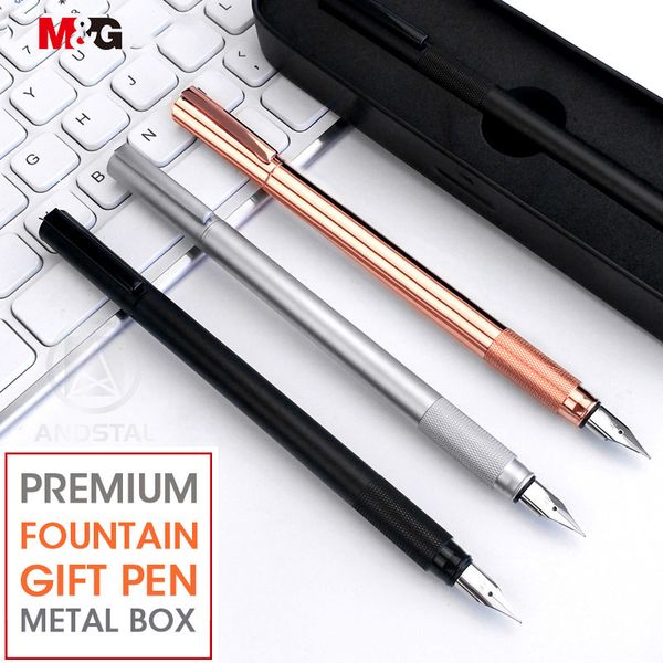 MG Элегантный металлический фонтан ручка набор с металлической подарочной коробкой 0,38 мм розовое золото для офисных канцтоваров роскошные мелкие чернила ручки 201202