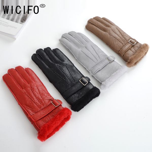 

100% pure sheepskin winter gloves women real sheepskin cashmere fur warm gloves ladies full finger genuine leather mitten gloves 201020, Blue;gray