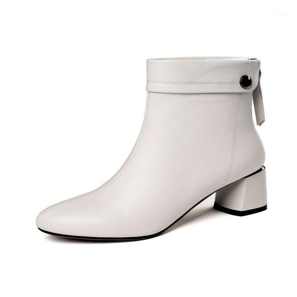 

genuine leather high heels woman boots concise back zipper women ankle boots prom party shoes woman size 41 42 431, Black