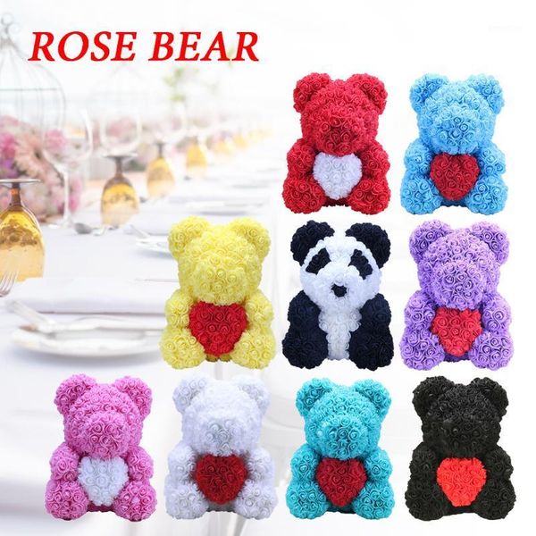 

rose bear with heart teddy bear with artificial rose flower for valentines day anniversary birthday bridal shower dropship1
