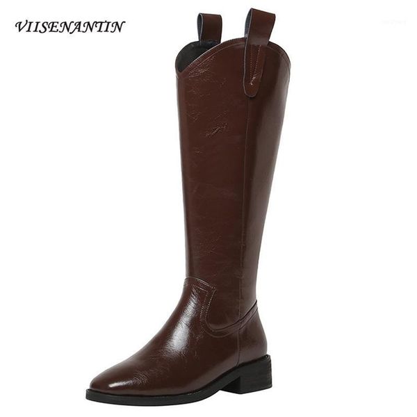 

leather knee-length boots women's fashion boots british long mid-length autumn winter plus size knight mid-thick heel high1, Black