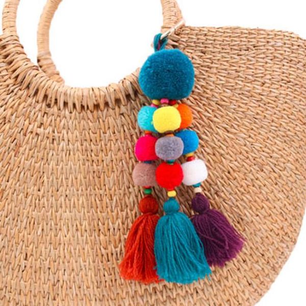 

pom pom tassel key chain long bag pendant colorful pom keyring diy hanging pendant charm jewelry for keychain qh6002 h wmttfm, Slivery;golden