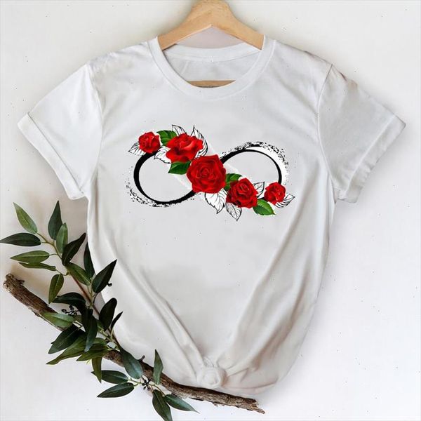 

t shirts women 2021 floral flower elegant clothing spring clothes printing graphic tshirt lady print female tee t shirt, White