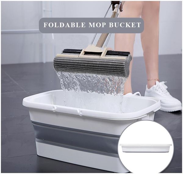 

foldable floor lazy mop bucket space saver collapsible portable bucket with handle wash basin big capicity household mo jlluuh