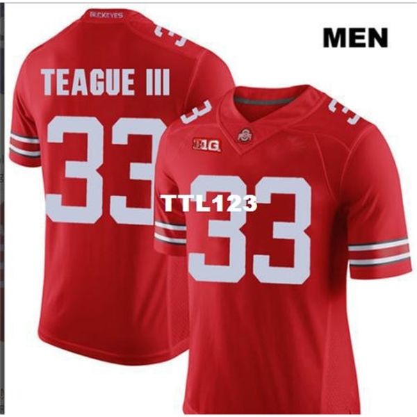 

3740 ohio state buckeyes master teague iii #33 real full embroidery college jersey size s-4xl or custom any name or number jersey, Black