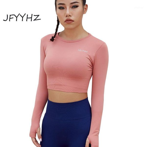 

women gym pink yoga crop yoga shirts long sleeve workout fitness running sport t-shirts training sportswear sexy1, White;red