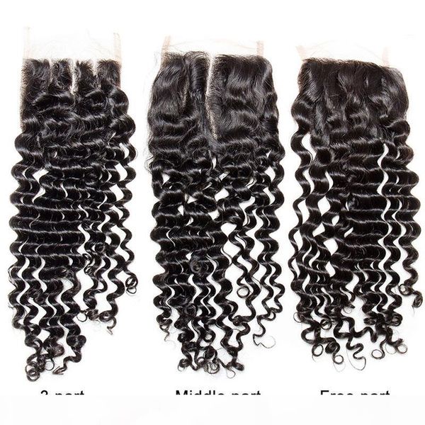 

10a lace closure virgin brazilian peruvian malaysian indian body wave straight loose deep kinky curly human hair closures can bleach dye, Black;brown