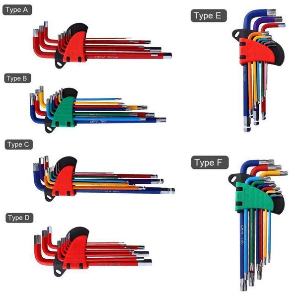 

9pcs ball-head screwdriver hex wrench set hexagon torx star l type spanner repair hand tools1
