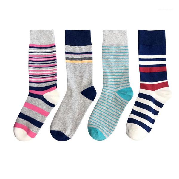 

men's socks classic colorful striped men's street skateboard harajuku meias fashion hip hop calcetines casual cotton happy1, Black