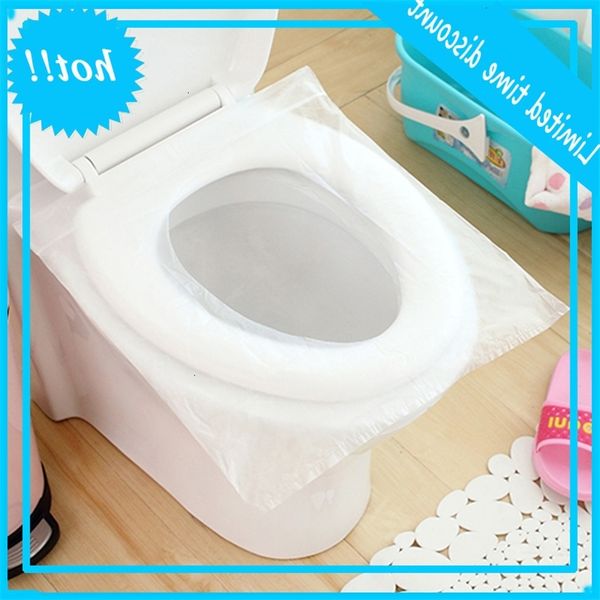 

report 50 pcs/100 pcs travel safety plastic wegwerp toilet seat cover waterproof 40*48 cm