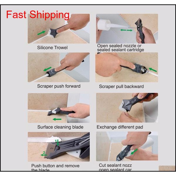 

new creative 5in1 sile remover caulk finisher sealant smooth scraper grout kit tools plastic hand tools set a qylhra wphome