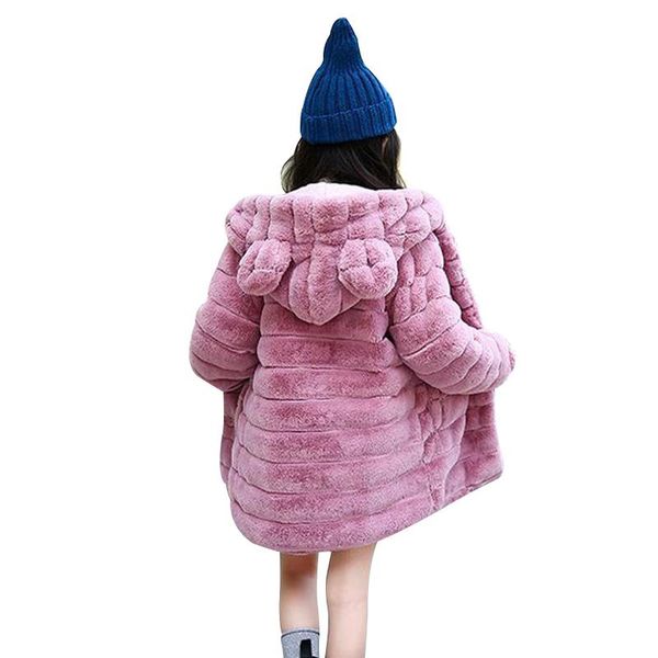 

new fashion girls winter coat thicken warm artificial faux fur baby girls jackets hooded outerwear children clothes xl240, Blue;gray